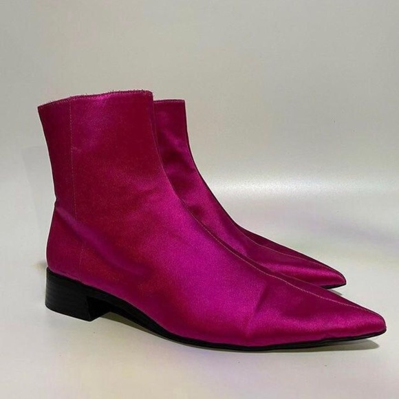 ZARA ankle hot pink satin boots size 37 - Picture 7 of 8